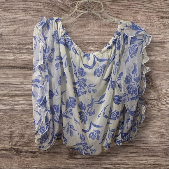 CeCe Blue Floral Blouse - Picture 2 of 8